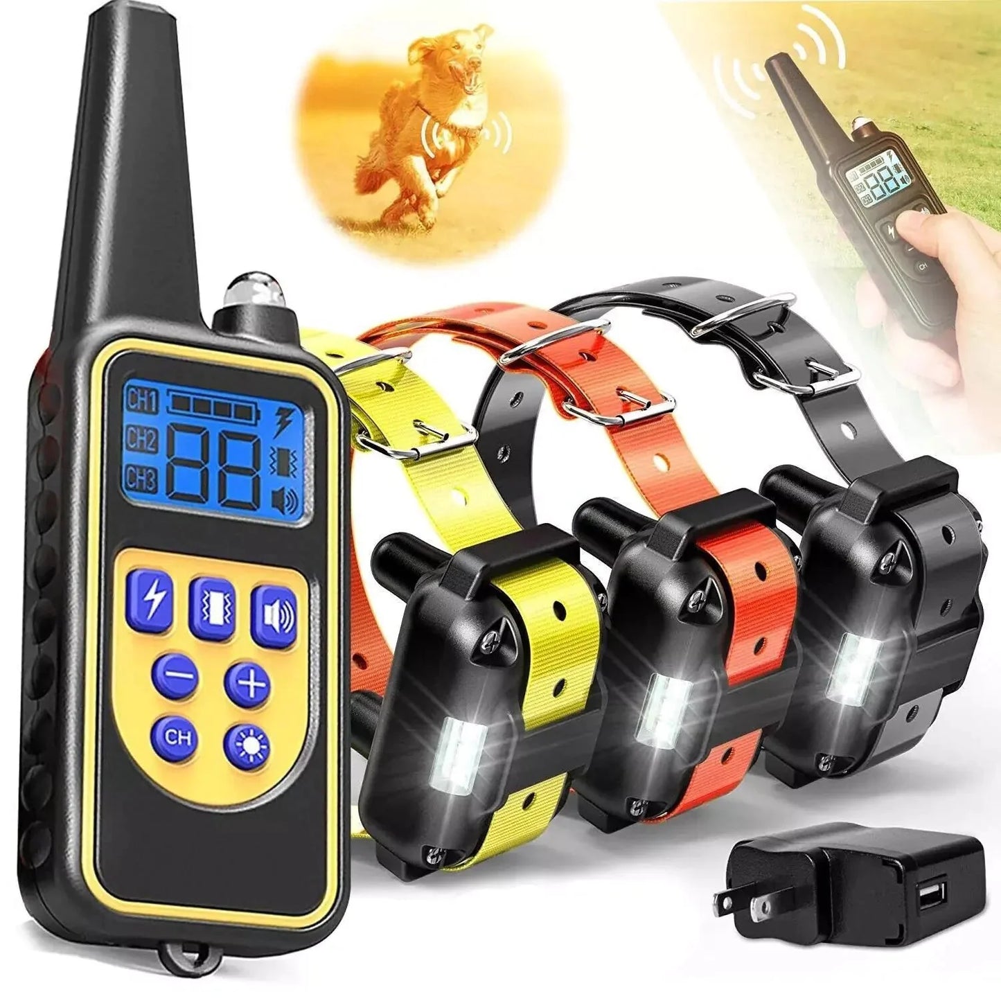3000FT Dog Training Collar Rechargeable Waterproof Remote Shock Trainer