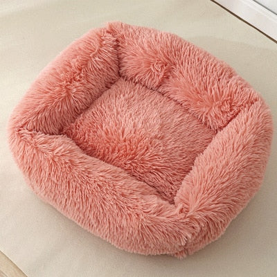 Plush Square Pet Bed Cozy Soft Lounge for Dogs Cats
