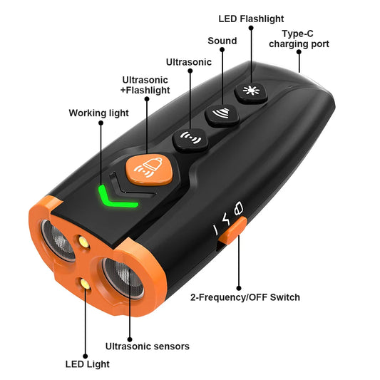 Dog Barking Control Training Device Stops Bark and Bad behavior Long-Range Ultrasonic Training Devices 4 Modes Dog Repeller