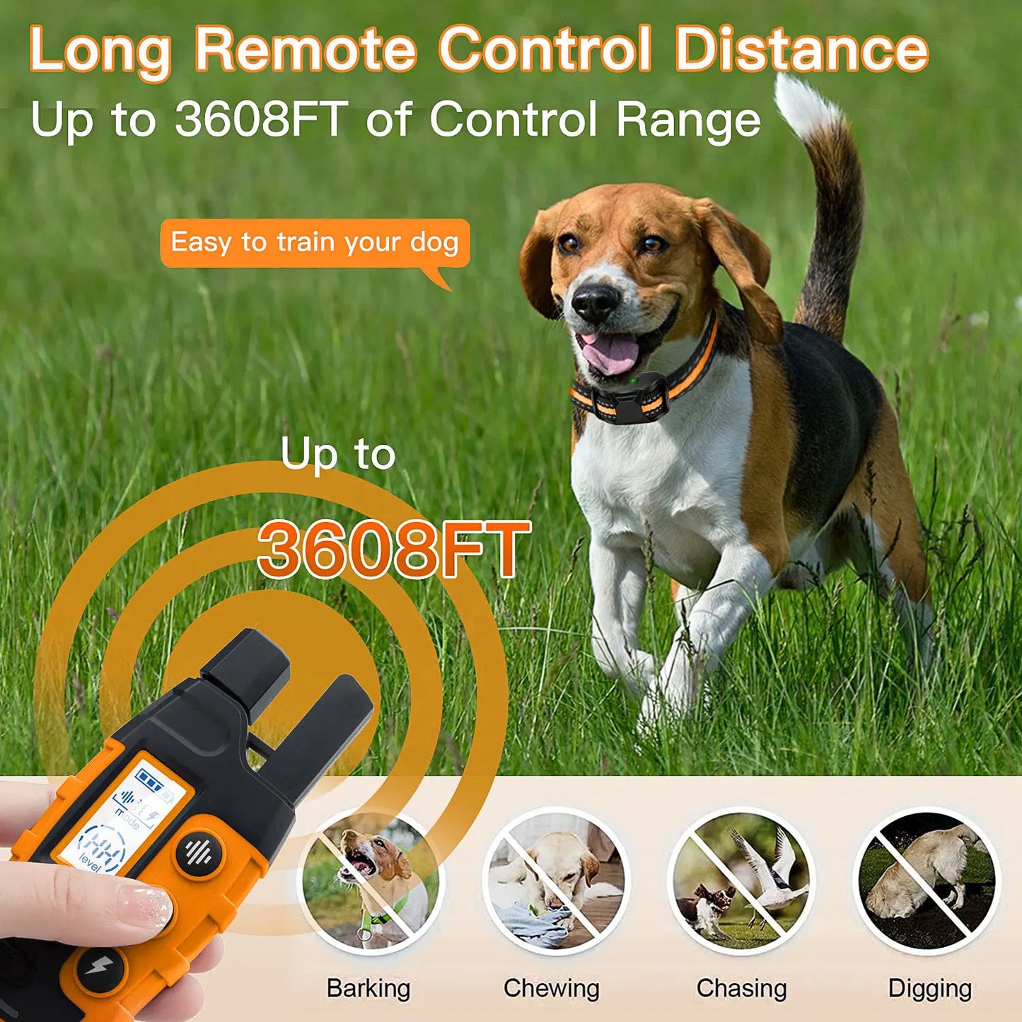 3300FT Electric Dog Training Collar Waterproof Remote Shock Vibration