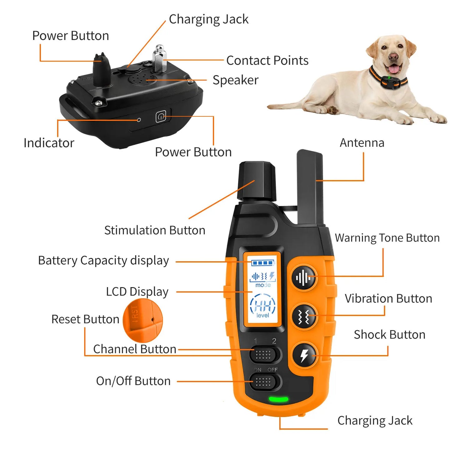 3300FT Electric Dog Training Collar Waterproof Remote Shock Vibration