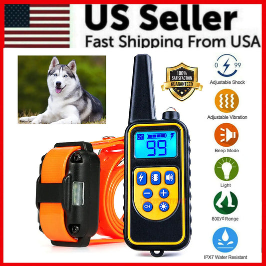 2700FT Remote Dog Shock Training Collar Rechargeable Waterproof Trainer