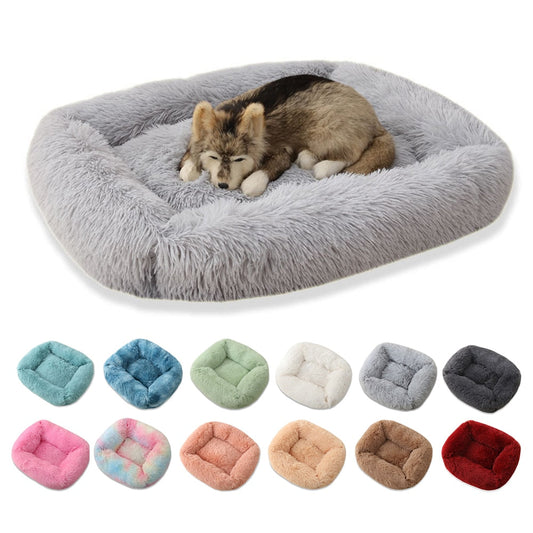 Plush Square Pet Bed Cozy Soft Lounge for Dogs Cats