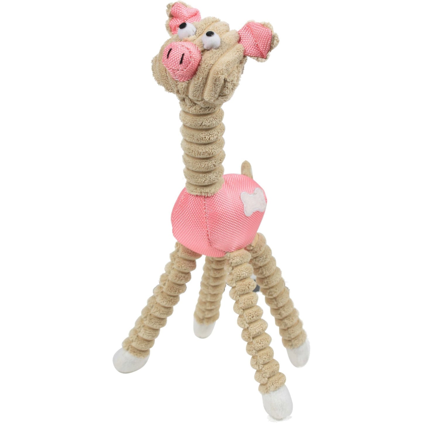 Pet Life Giraffe Cow Jute Rope Squeak Chew Dog Toy